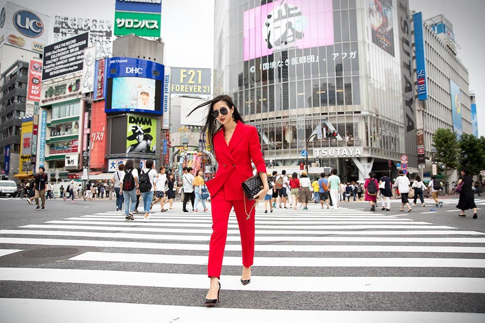 How To Rock A Red Suit For Women in Tokyo, Japan