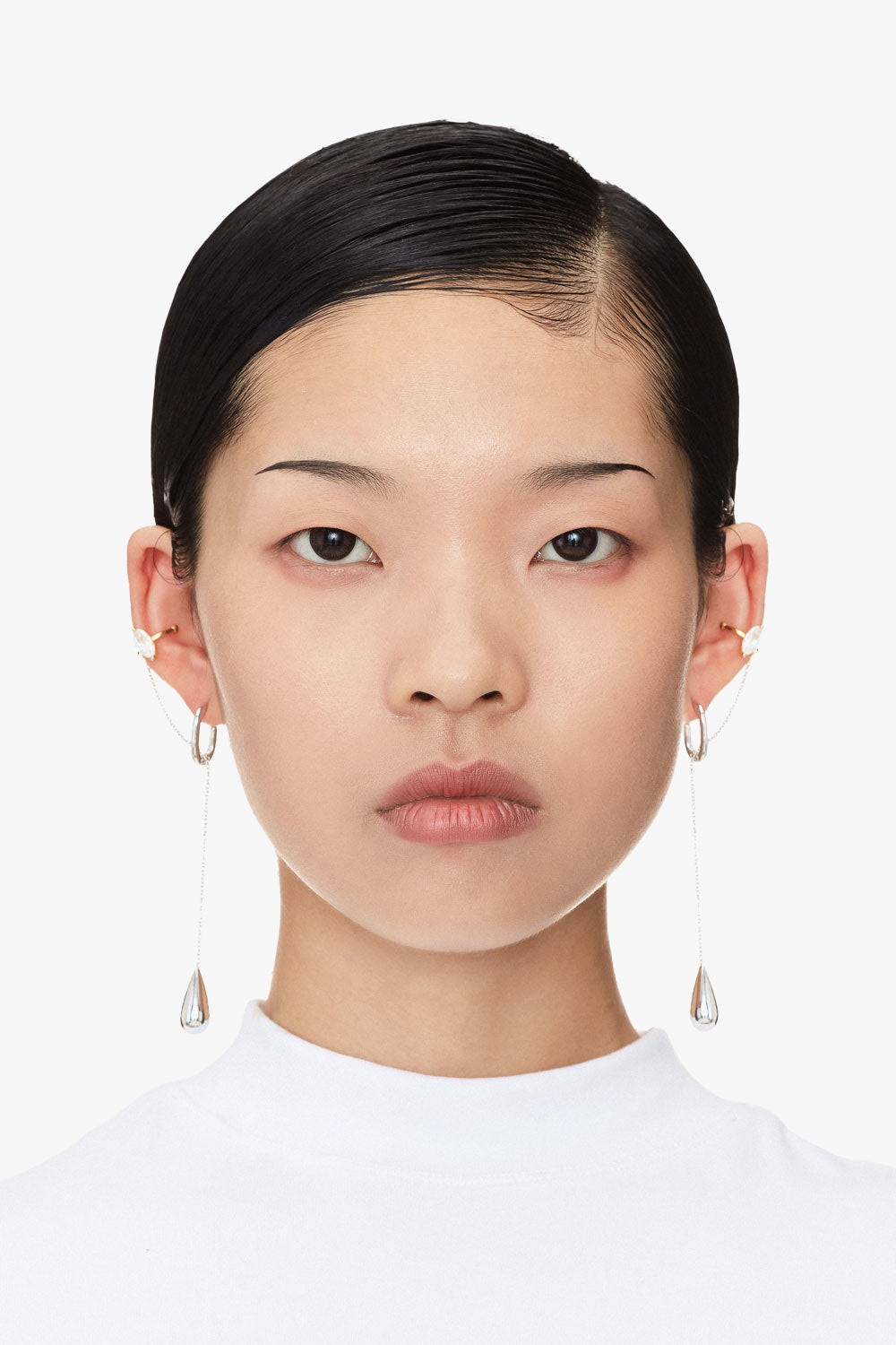 Crystal Teardrop and Cuff Earrings