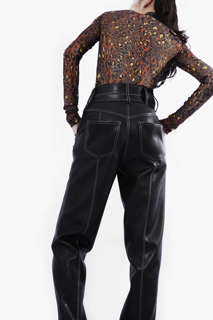Faux Leather Straight Pants