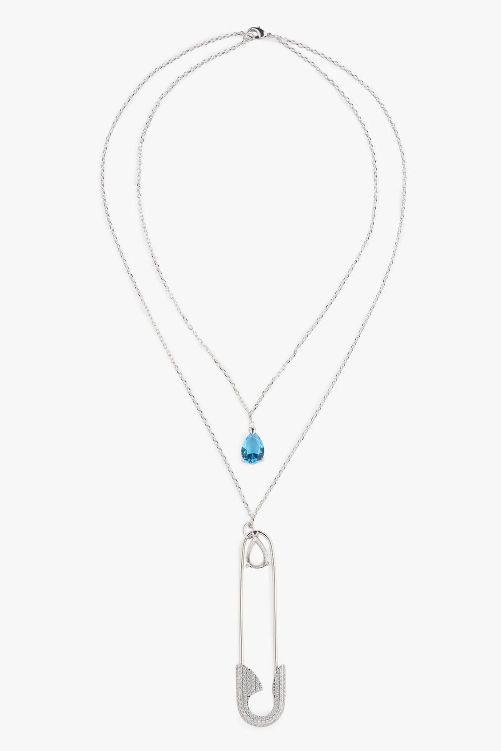 Crystal and Pin Layer Pendant Necklace