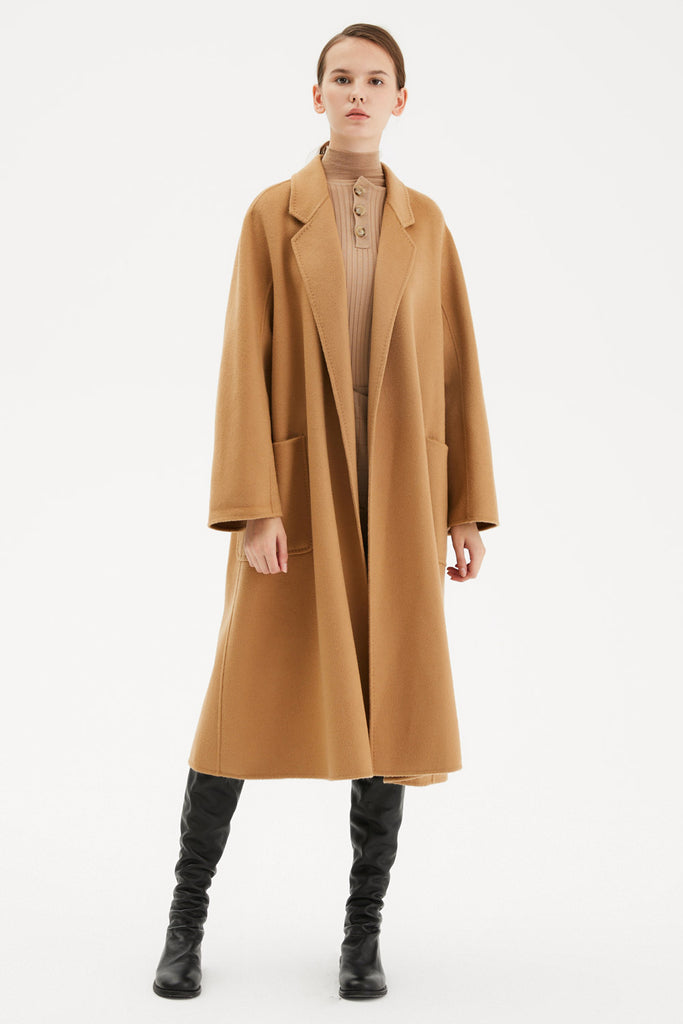 Textured Wool Belted Wrap Coat