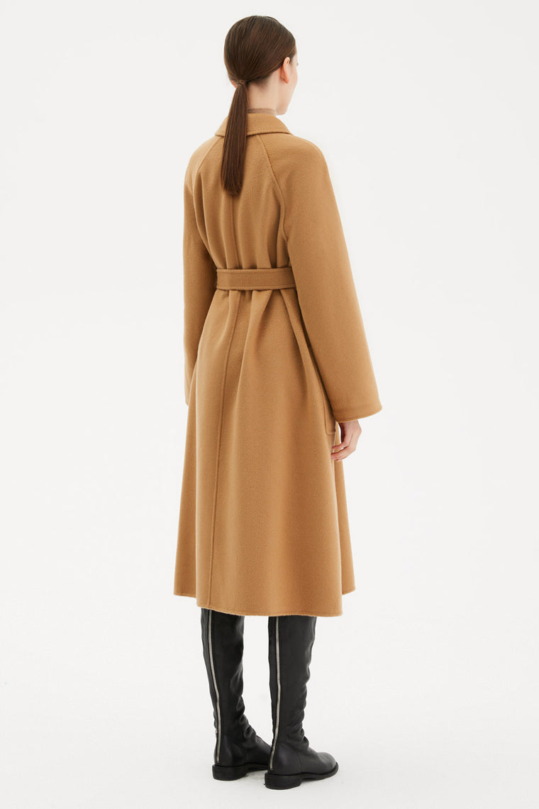 Textured Wool Belted Wrap Coat