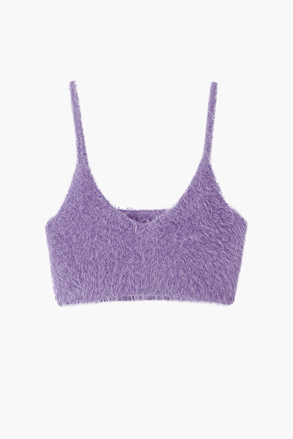 Faux Fur Knitted Crop Top