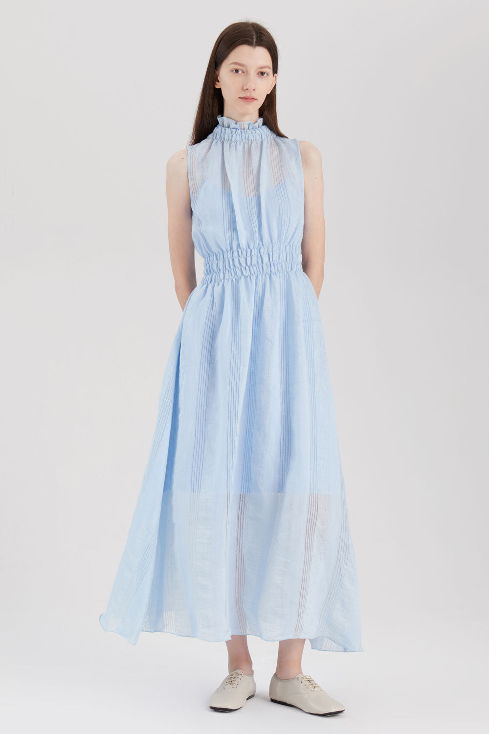 Linen Rayon Sheer Dress