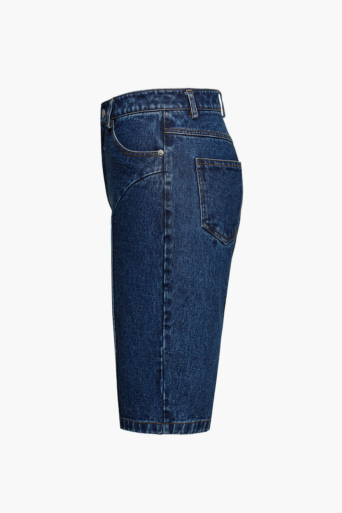 Mid-Rise Straight Short Jeans