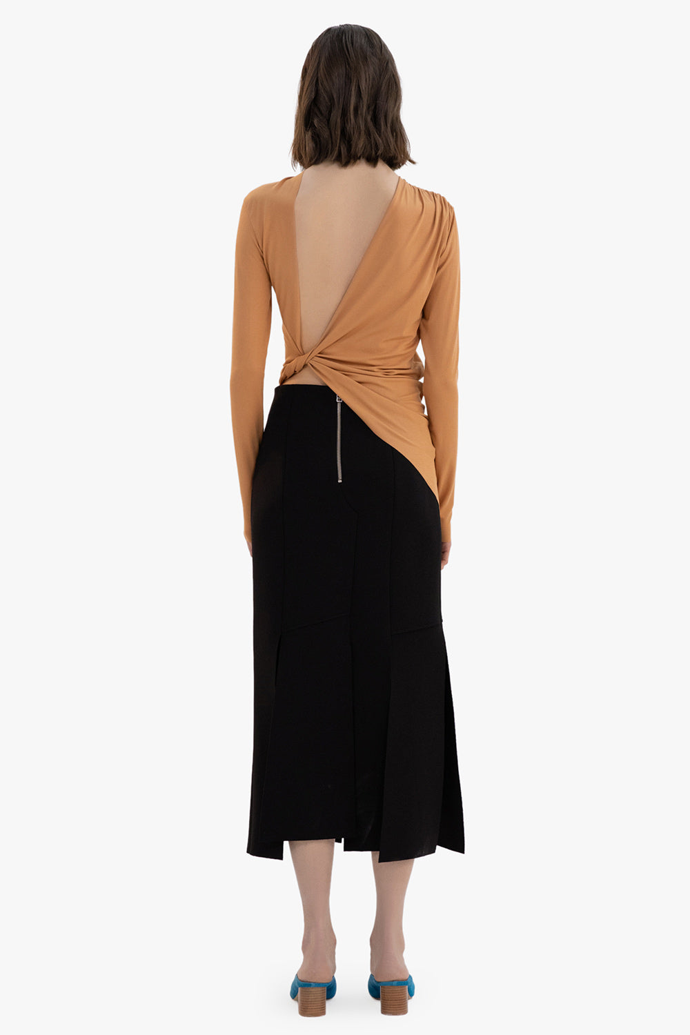 Open Back Pleated Shirt