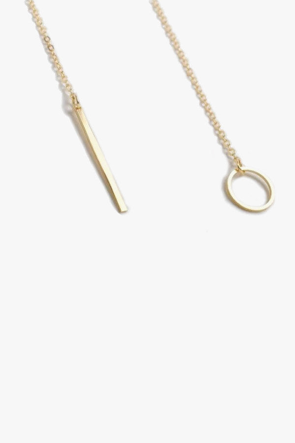 Ring and Bar Lariat Necklace