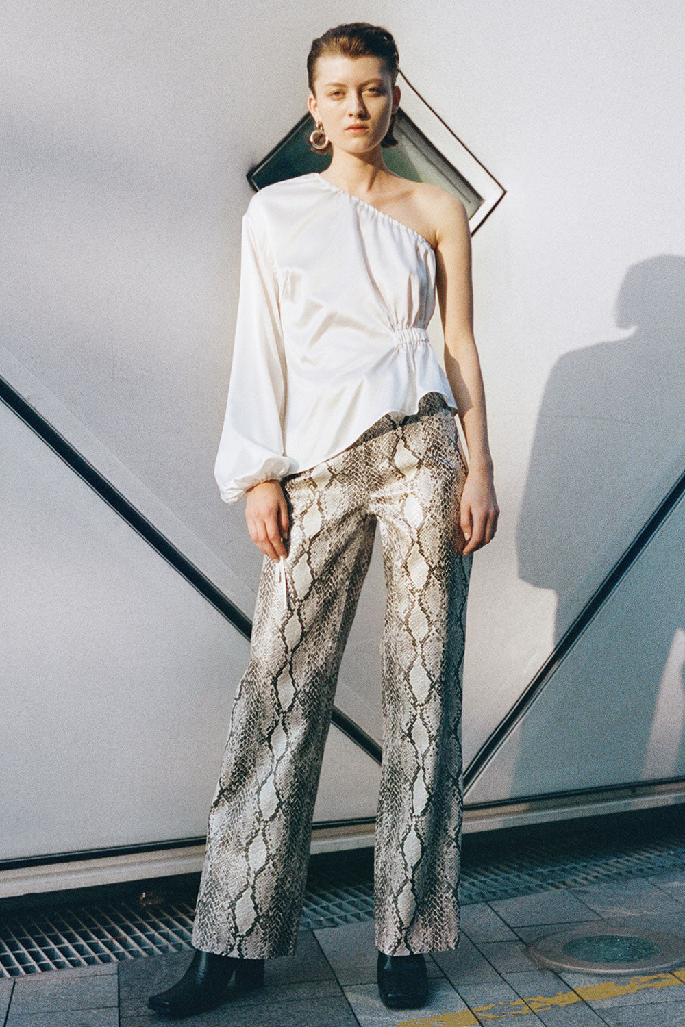 Snake Faux Leather Straight Pants