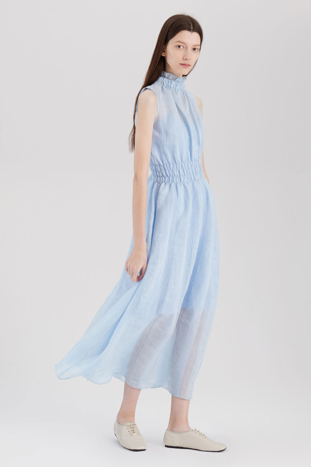 Linen Rayon Sheer Dress