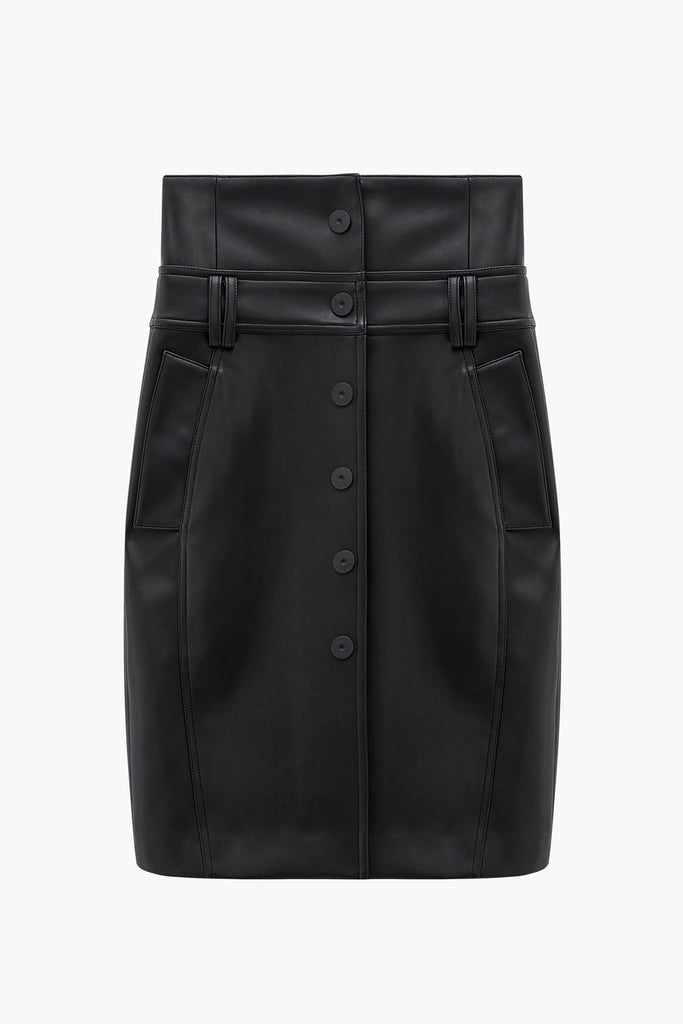 High-Rise Faux Leather Skirt