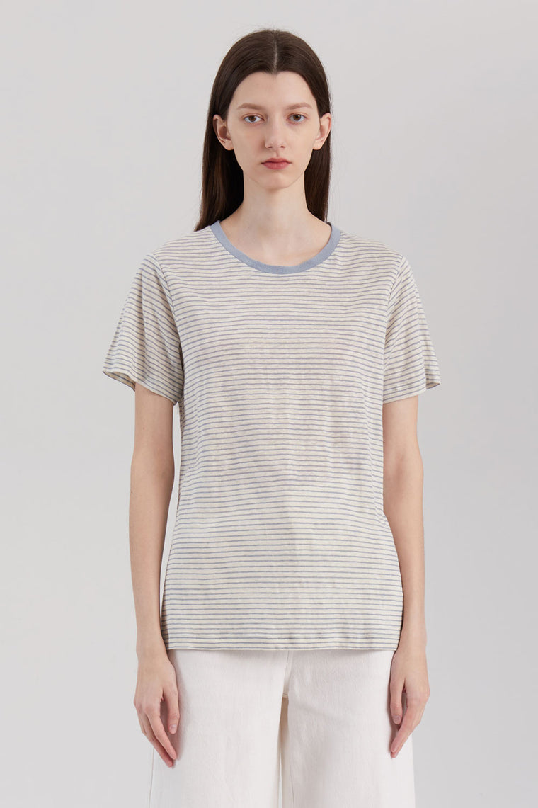Striped Linen Cotton T-Shirt