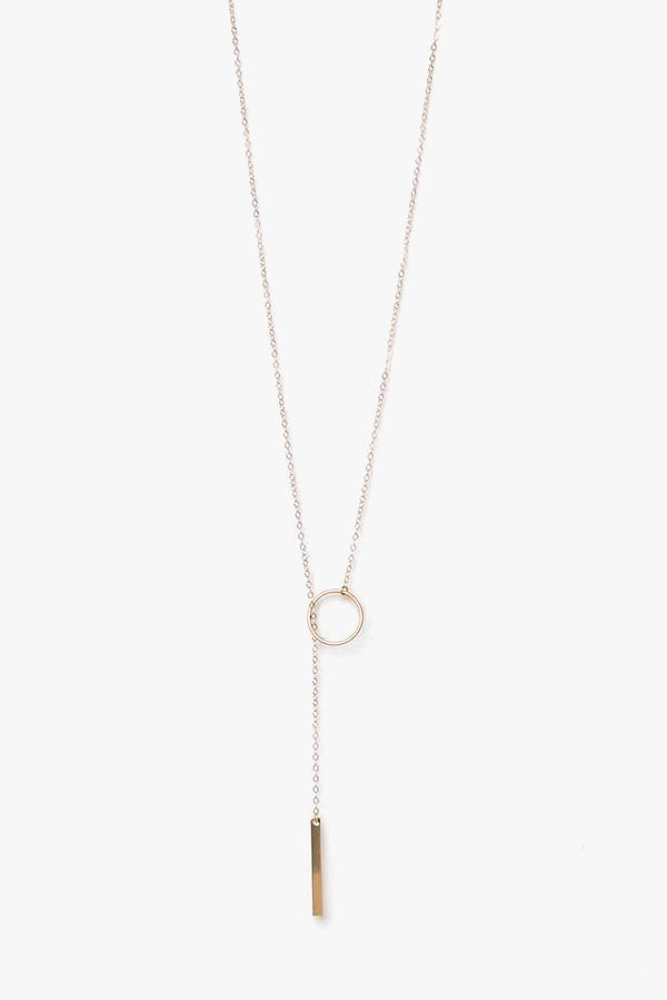 Ring and Bar Lariat Necklace