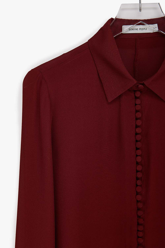 Burgundy Silk Button Shirt