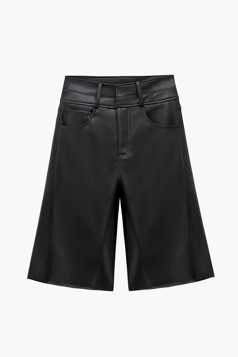 Faux Leather Knee Shorts