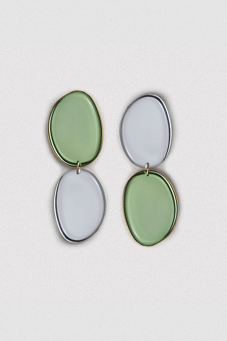 Asymmetrical Mirror Two-Tone Earrings