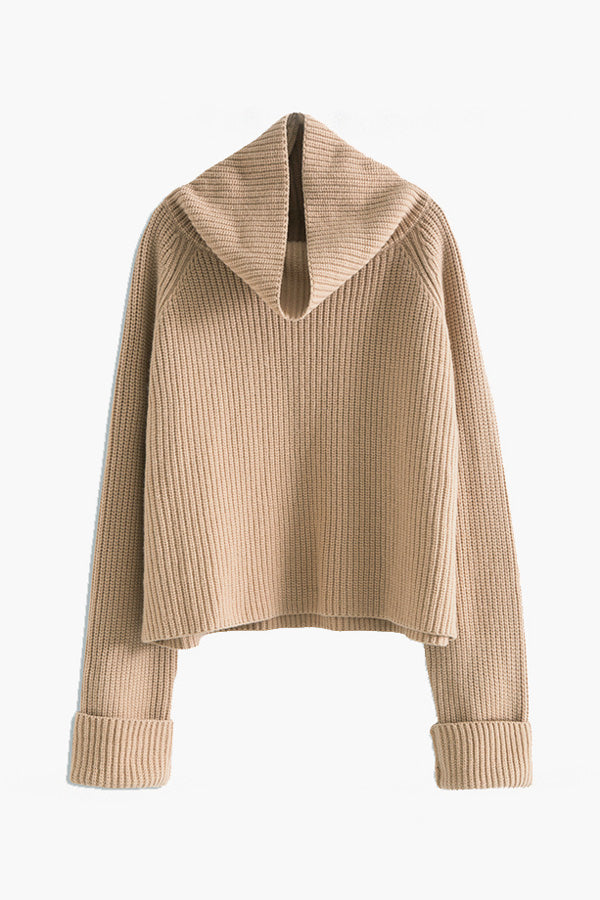 Ribbed Turtleneck Crop Sweater