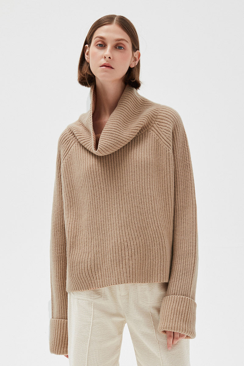 Ribbed Turtleneck Crop Sweater