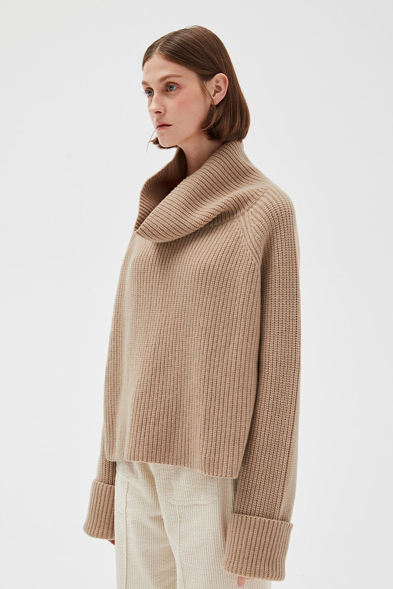 Ribbed Turtleneck Crop Sweater